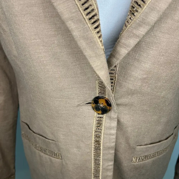 Bloomingdale’s  NWT cocoa brown linen blend one button lined blazer size 8 - Picture 5 of 13